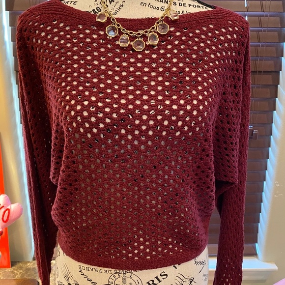 - Burgundy see through sweater size XXS ❤️ - Picture 1 of 11
